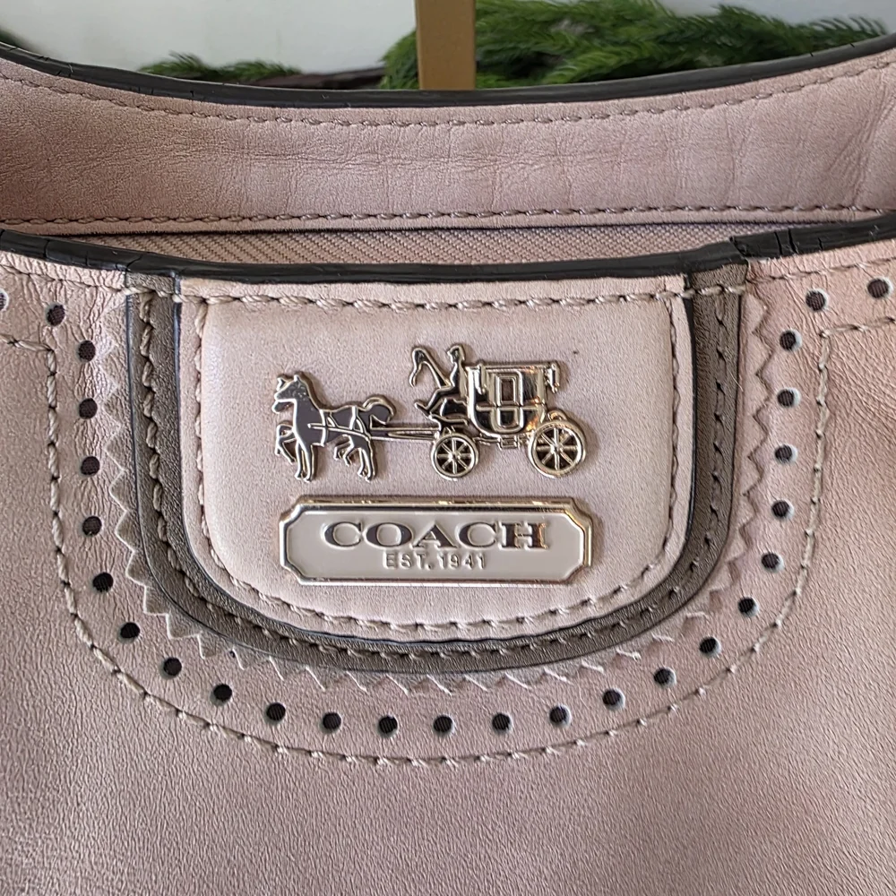 Coach Madison Pinnacle Carrie Satchel Blush Leather Zig Zag Perforated - Picture 4 of 16